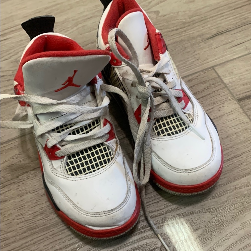 Air Jordan 4 Kids Red and White Sneakers